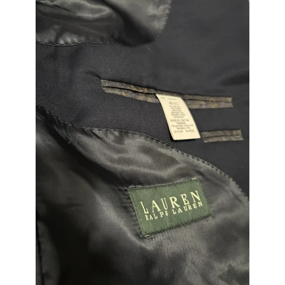 Lauren Ralph‎ Lauren Men's Navy Blue Wool 2 Button Blazer Jacket Size 46L